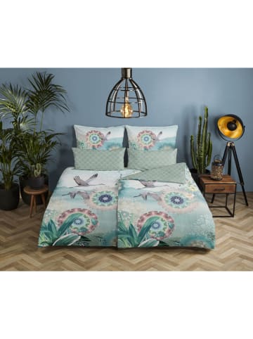 Hip Satin-Bettwäsche-Set "Kimora" in Grün/ Bunt