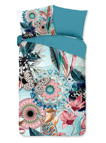 Hip Komplet pościeli satynowej "Maximilian" w kolorze jasnoróżowo-błękitnym