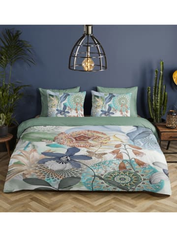 Hip Komplet pościeli satynowej "Zephir" w kolorze biało-zielono-niebieskim