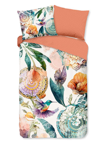 Hip Satijnen beddengoedset "Bernice" wit/groen/oranje