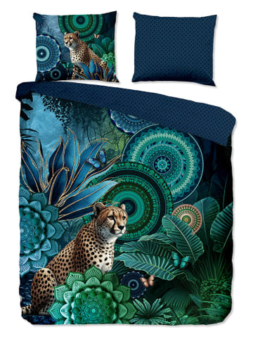 Hip Satijnen beddengoedset "Nyah" blauw/groen