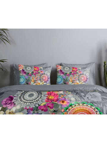 Hip Satin-Bettwäsche-Set "Palay" in Grau/ Bunt