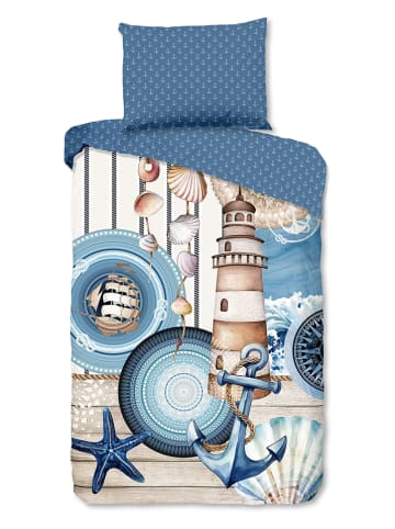 Hip Satin-Bettwäsche-Set "Aldiana" in Blau