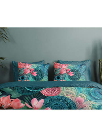 Hip Satin-Bettwäsche-Set "Zarha" in Petrol/ Rosa
