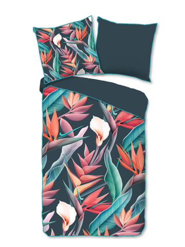 Descanso Satin-Bettwäsche-Set "Chloe" in Petrol/ Bunt