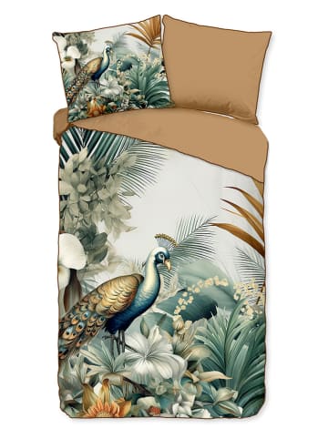 Descanso Komplet pościeli satynowej "Dana" w kolorze jasnobrązowo-zielonym