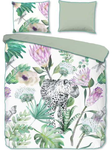 Descanso Komplet pościeli satynowej "Volterra" w kolorze fioletowo-zielonym