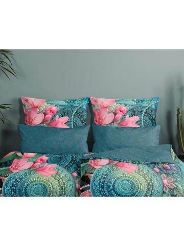 Hip Satynowa poszewka "Zarha" w kolorze morskim na poduszkę