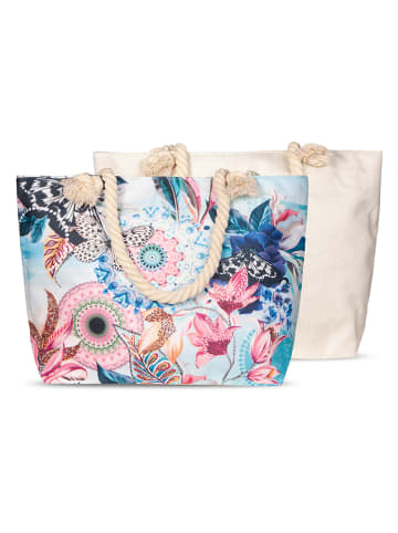 Hip Strandtas "Maximilian" crème/meerkleurig - (B)60 x (H)43 cm