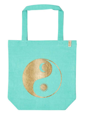 moses. Einkaufstasche "Omm for you" in Türkis - (B)37 x (H)38 x (T)13 cm