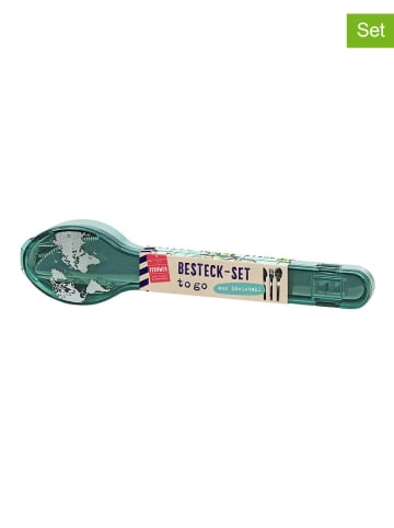 moses. 4-delige Besteck-Set "Fernweh" zilverkleurig/mintgroen