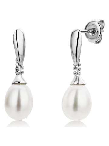 Revoni Witgouden oorstekers met diamanten