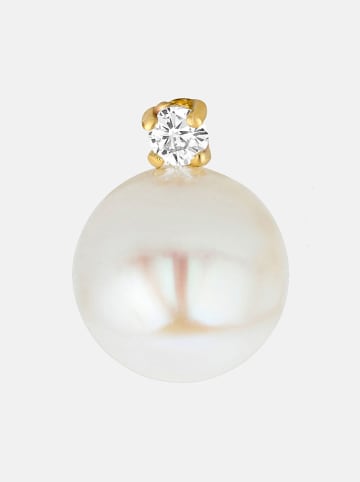 Revoni Złote kolczyki-wkrętki z perłami i cyrkoniami