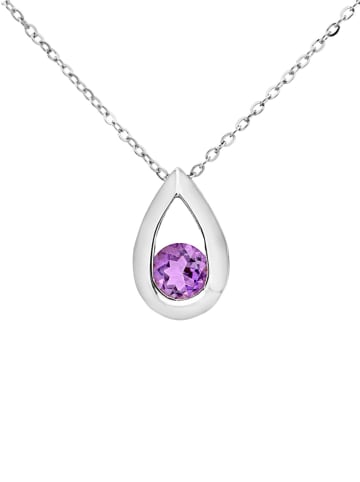 Revoni Witgouden ketting met amethisthanger - (L)45 cm