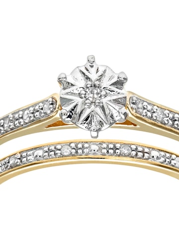 Diamant Exquis 2-delige set: gouden ringen met diamanten