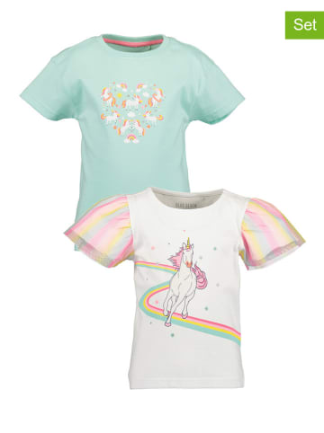 Blue Seven 2-delige set: shirts wit/turquoise/meerkleurig