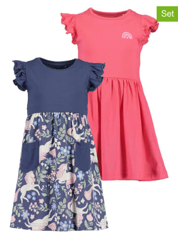 Blue Seven 2-delige set: jurken lichtroze/donkerblauw/roze