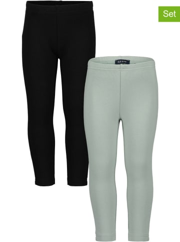 Blue Seven Legginsy (2 pary) w kolorze turkusowo-czarnym