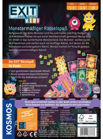 Kosmos Rästelspiel "EXIT® Kids Monstermäßiger Rätselspaß" - ab 5 Jahren