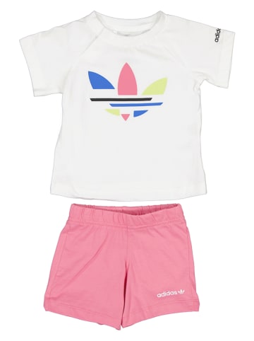 adidas 2tlg. Outfit in Weiß/ Rosa