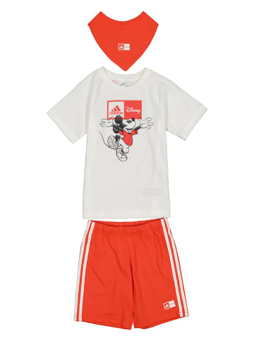 adidas 3tlg. Outfit in Rot/ Weiß