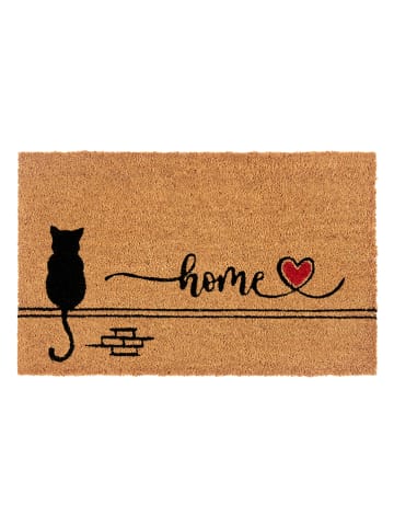 Hanse Home Kokos-Fußmatte ''Cat Home'' in Hellbraun/ Schwarz/ Rot