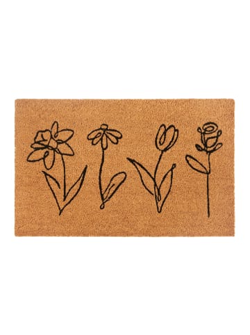 Hanse Home Kokos-deurmat ''Flowers'' lichtbruin/zwart