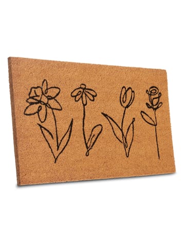 Hanse Home Kokos-Fußmatte ''Flowers'' in Hellbraun/ Schwarz