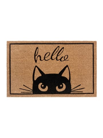 Hanse Home Wycieraczka "Watching Cat" w kolorze jasnobrązowo-czarnym z włókna kokosowego