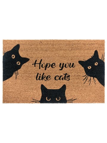 Hanse Home Kokos-Fußmatte "Cat" in Hellbraun/ Schwarz