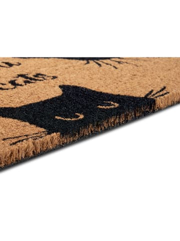 Hanse Home Kokos-Fußmatte "Cat" in Hellbraun/ Schwarz