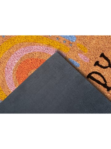 Hanse Home Kokos-deurmat "Be Happy" lichtbruin/meerkleurig
