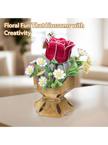 CubicFun 120-delige 3D-puzzel "Bloempot Roos" - vanaf 8 jaar