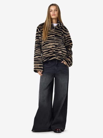 Noisy may Teddyjacke "NMSEOUL" in Schwarz/ Hellbraun