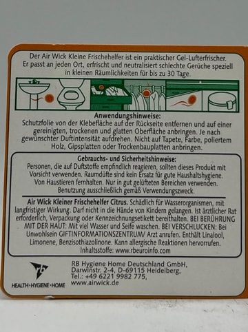 Air Wick 12er-Set: Gel-Duftpads "Kleiner Frischehelfer - Citrus", je 30 g