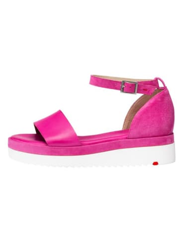 LLOYD Skórzane sandały w kolorze różowym na koturnie