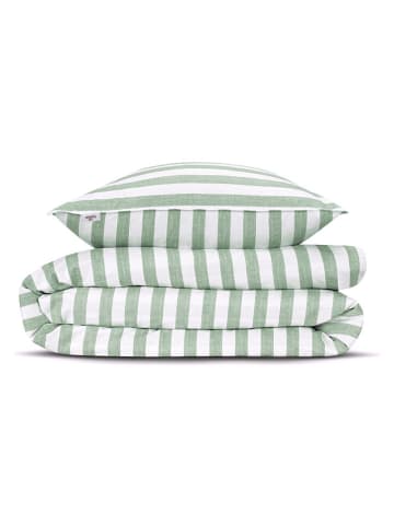 Zo!Home Bettwäsche-Set "Banda di Lino" in Grün/ Weiß