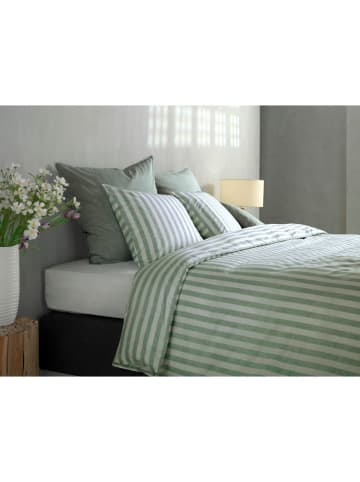 Zo!Home Satijnen beddengoedset "Banda di Lino" groen/wit
