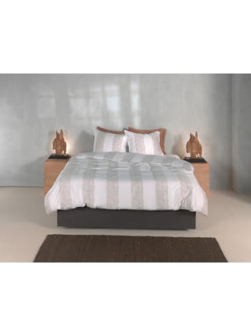 Zo!Home Mako-Satin-Bettwäsche-Set "Tratti di Satinado" in Weiß/ Beige