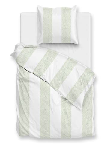 Zo!Home Komplet pościeli "Tratti di Satinado" w kolorze biało-zielonym z mako-satyny