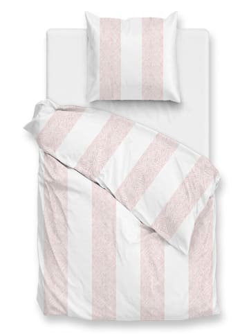Zo!Home Mako-satijnen beddengoedset "Tratti di Satinado" wit/lichtroze