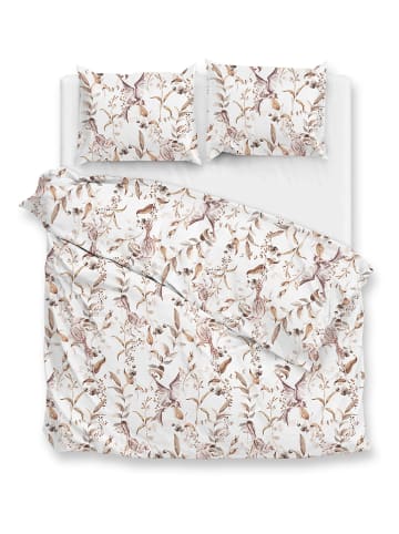 Zo!Home Flanellen beddengoedset "Colette" wit/bruin