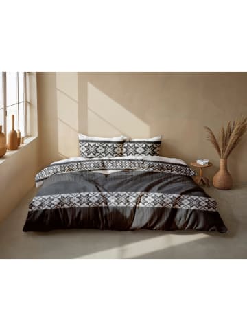 Zo!Home Flanellen beddengoedset "Anika" wit/grijs