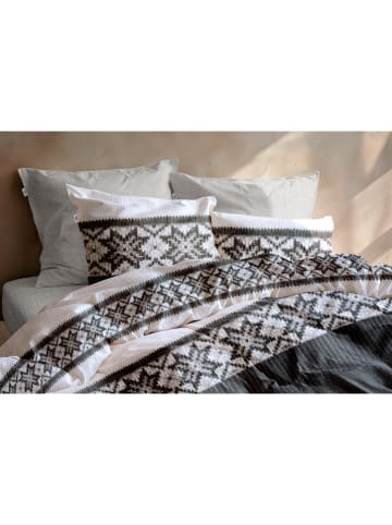 Zo!Home Flanellen beddengoedset "Anika" wit/grijs