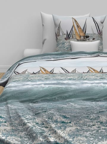 Zo!Home Komplet pościeli satynowej "Kacie" w kolorze błękitnym