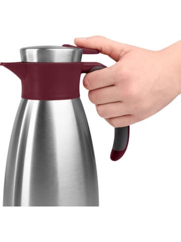 Emsa Isolierkanne "Soft Grip" in Silber/ Bordeaux - 1,5 l