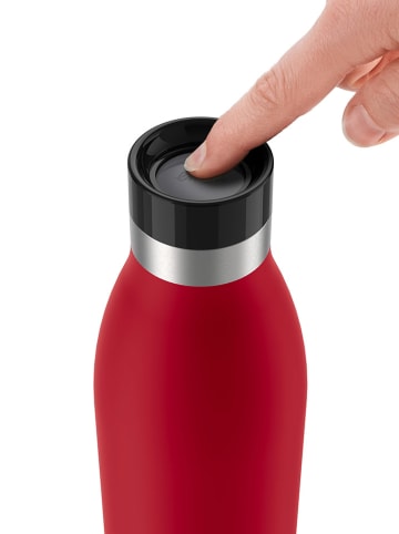 Emsa Trinkflasche "Bludrop" in Silber/Dunkelrot - 700 ml