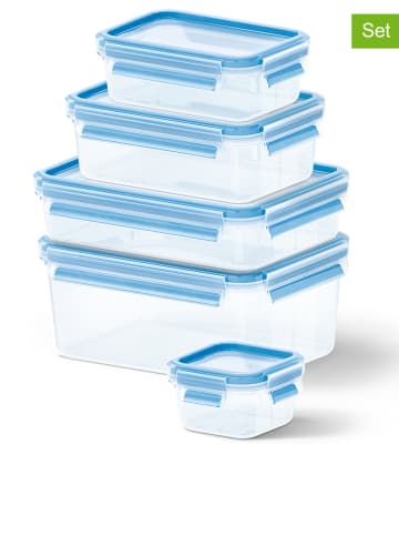 Emsa Pojemniki (5 szt.) "Clip & Close" w kolorze błękitnym na żywność