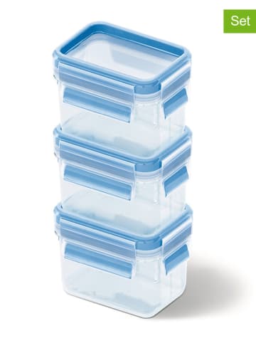 Emsa 3er-Set: Frischhaltedosen "Clip & Close" in Blau - 3x 550 ml