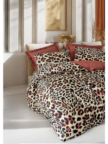 Mijolnir Satin-Bettwäsche-Set "Leoluxe" in Creme/ Hellbraun